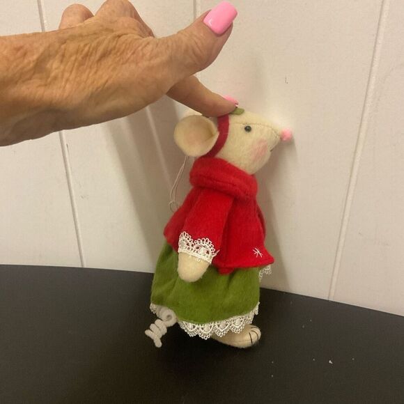 RAZ Imports MICE Felt Christmas Mouse Decor figurine 7" Tall Red Green Outfit A - Picture 3 of 8